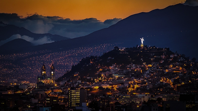 Night view of Quito from a distance